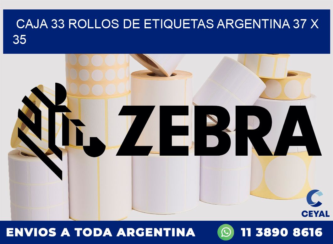 CAJA 33 ROLLOS DE ETIQUETAS ARGENTINA 37 x 35
