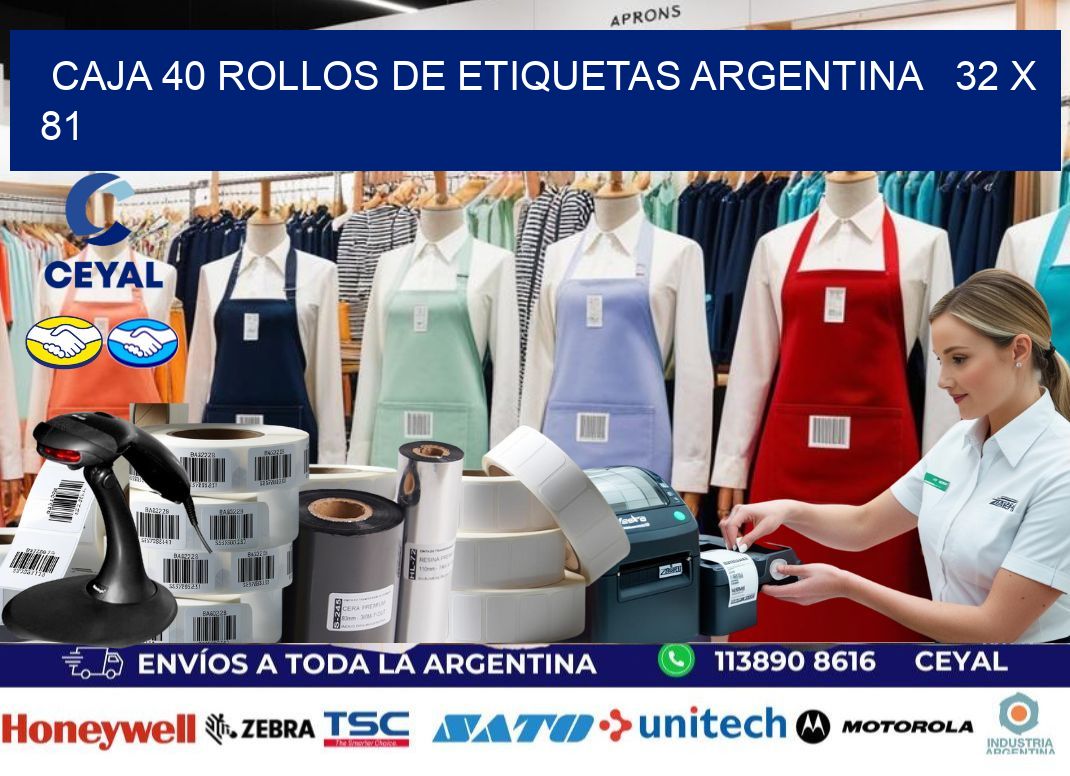CAJA 40 ROLLOS DE ETIQUETAS ARGENTINA   32 x 81