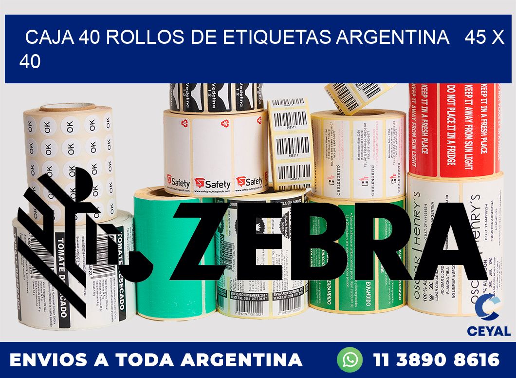 CAJA 40 ROLLOS DE ETIQUETAS ARGENTINA   45 x 40