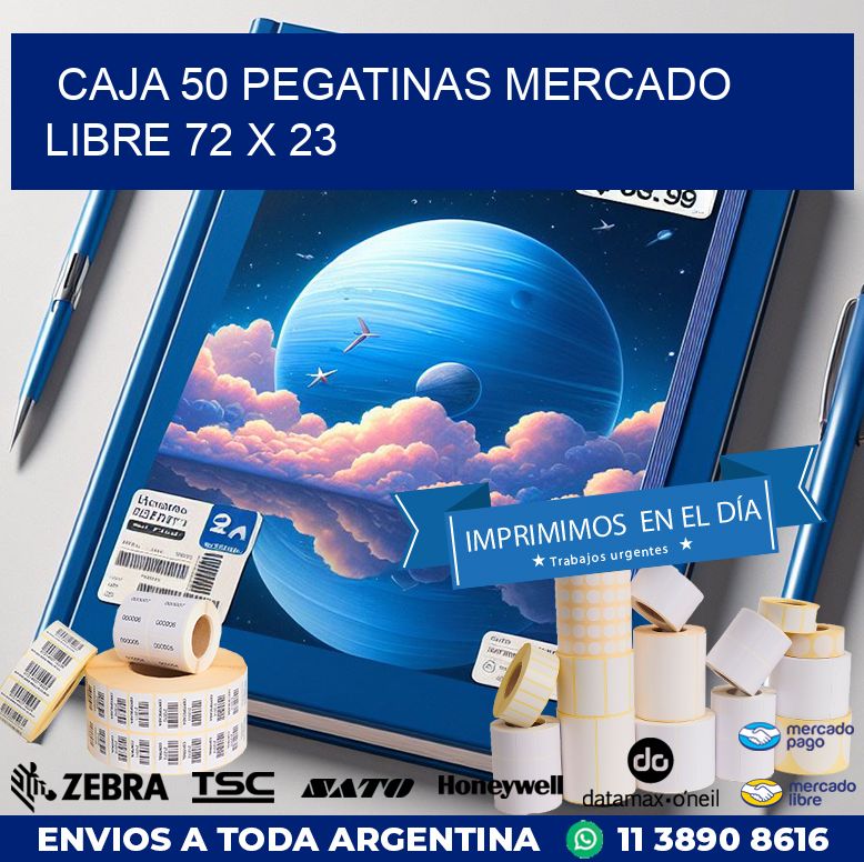 CAJA 50 PEGATINAS MERCADO LIBRE 72 x 23
