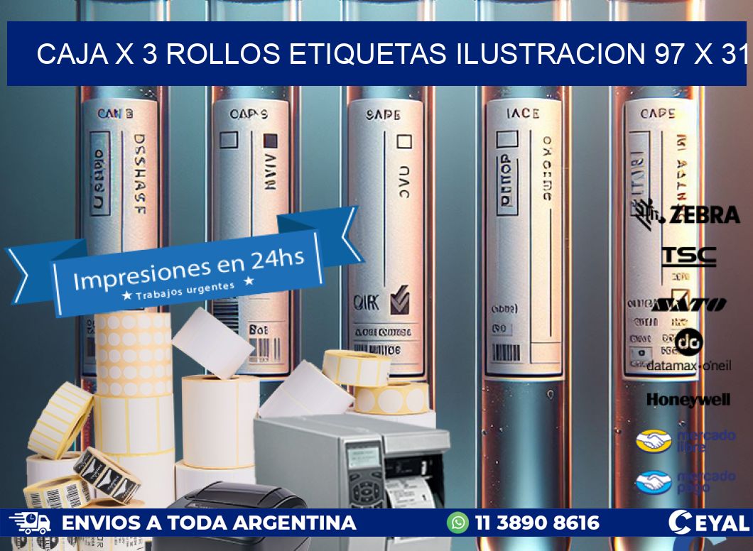 Caja X 3 Rollos Etiquetas Ilustracion 97 x 31