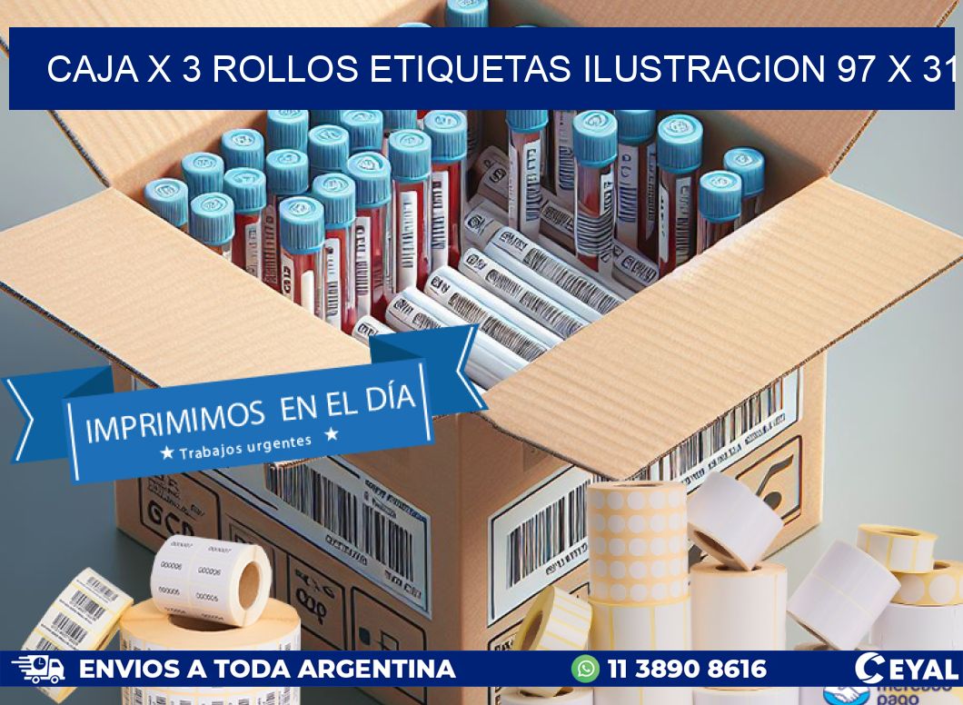 Caja X 3 Rollos Etiquetas Ilustracion 97 x 31