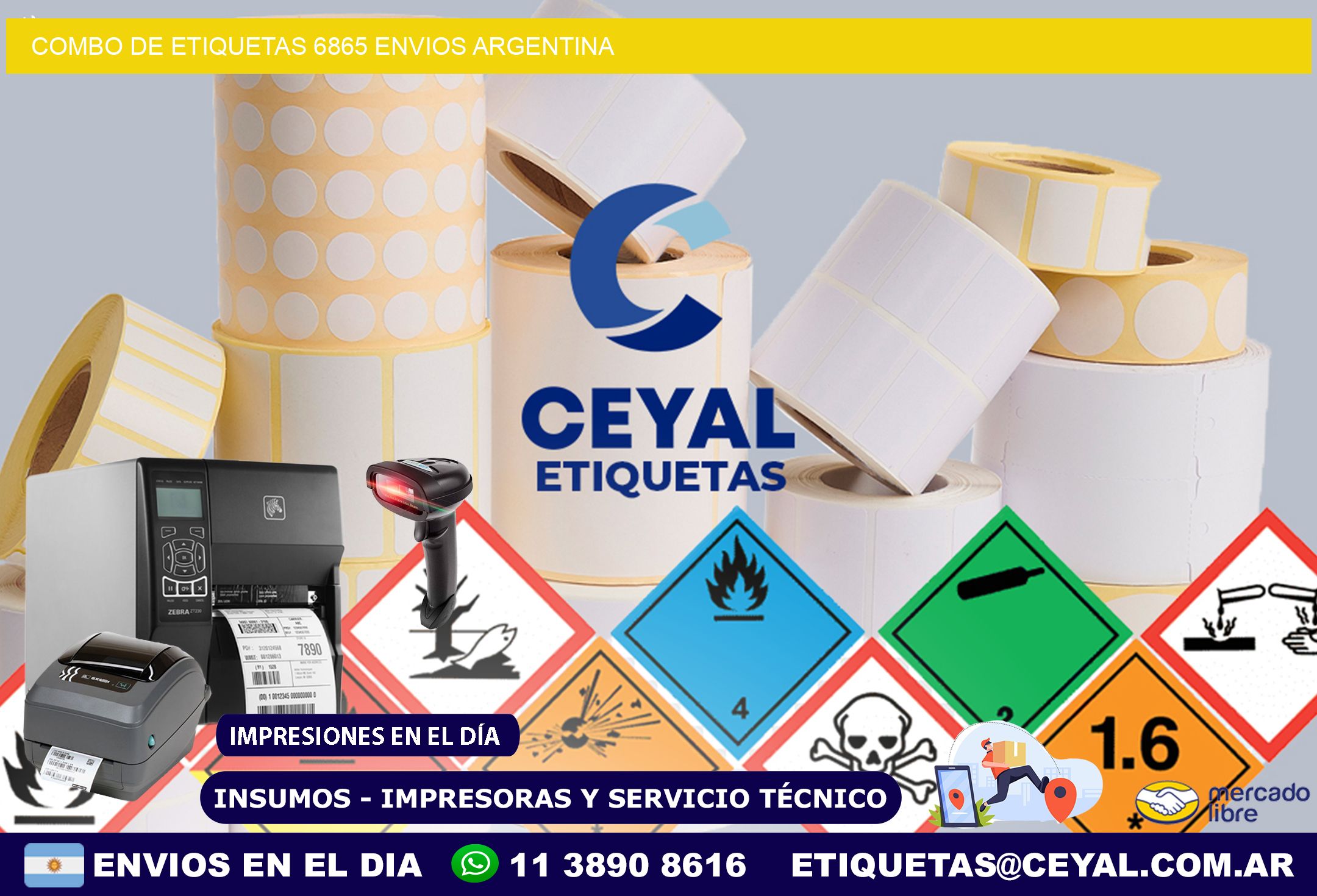 Combo de etiquetas 6865 ENVIOS ARGENTINA
