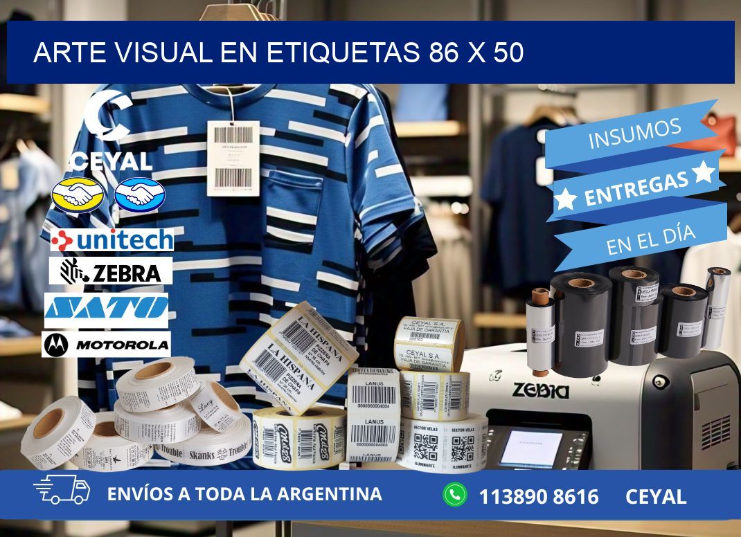 Arte visual en etiquetas 86 x 50