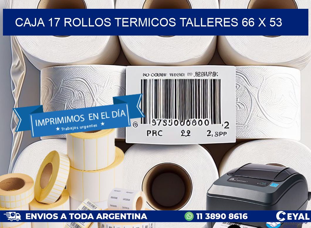 CAJA 17 ROLLOS TERMICOS TALLERES 66 x 53