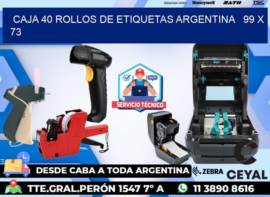 CAJA 40 ROLLOS DE ETIQUETAS ARGENTINA   99 x 73