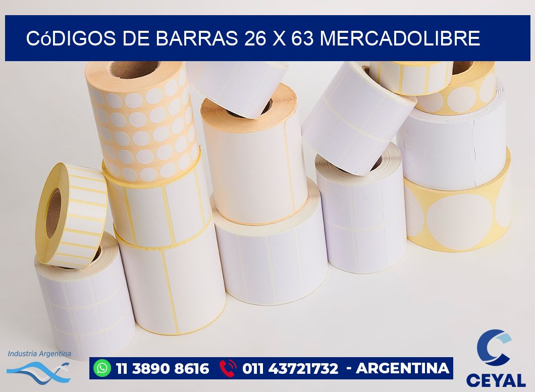 Códigos de Barras 26 x 63 MERCADOLIBRE