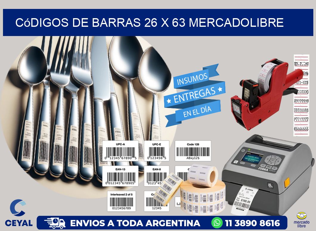 Códigos de Barras 26 x 63 MERCADOLIBRE
