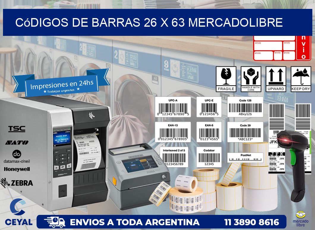 Códigos de Barras 26 x 63 MERCADOLIBRE