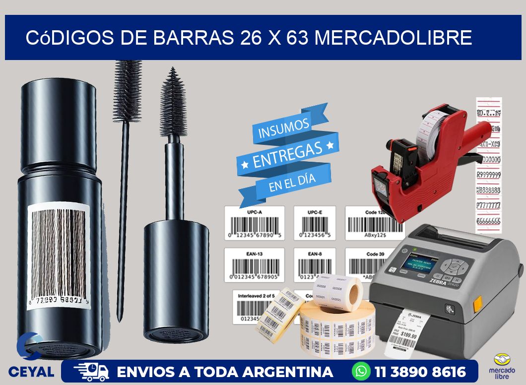 Códigos de Barras 26 x 63 MERCADOLIBRE