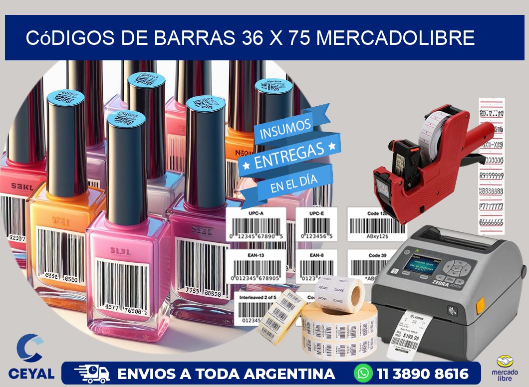 Códigos de Barras 36 x 75 MERCADOLIBRE