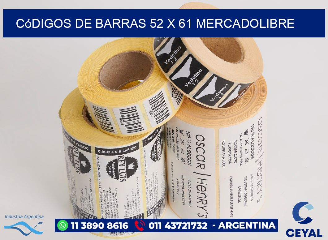 Códigos de Barras 52 x 61 MERCADOLIBRE