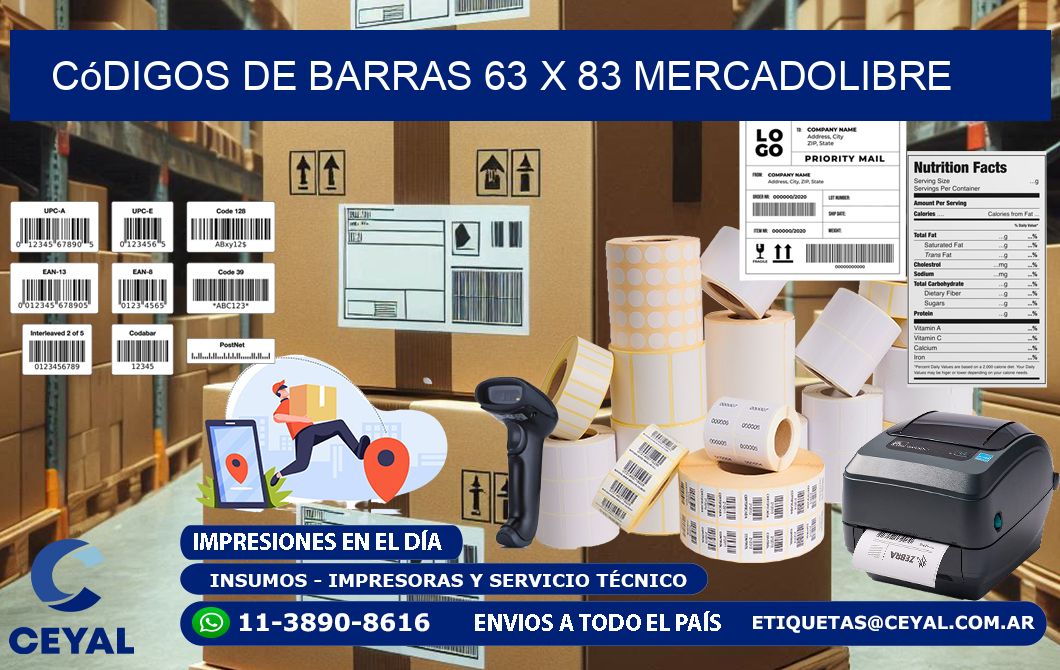 Códigos de Barras 63 x 83 MERCADOLIBRE