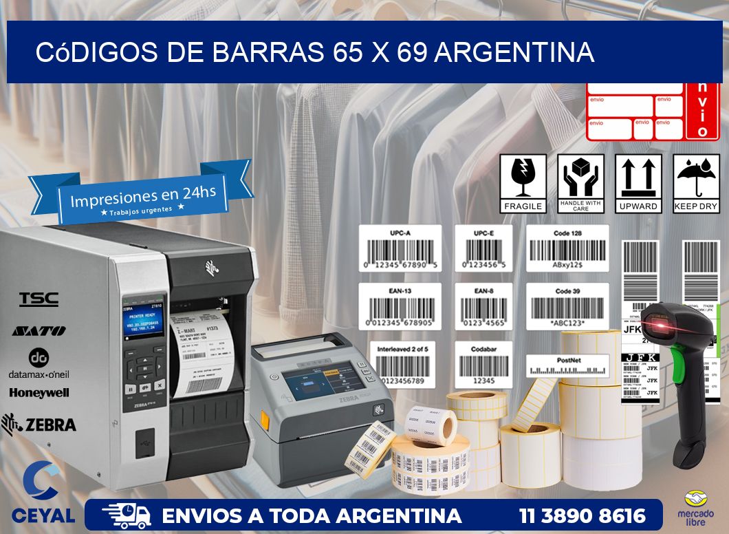 Códigos de Barras 65 x 69 argentina