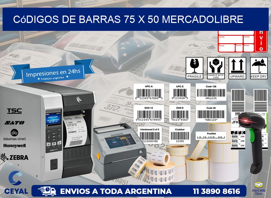 Códigos de Barras 75 x 50 MERCADOLIBRE