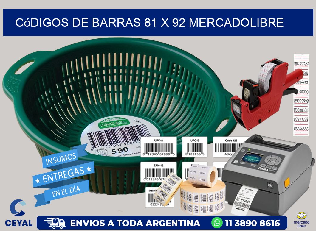 Códigos de Barras 81 x 92 MERCADOLIBRE