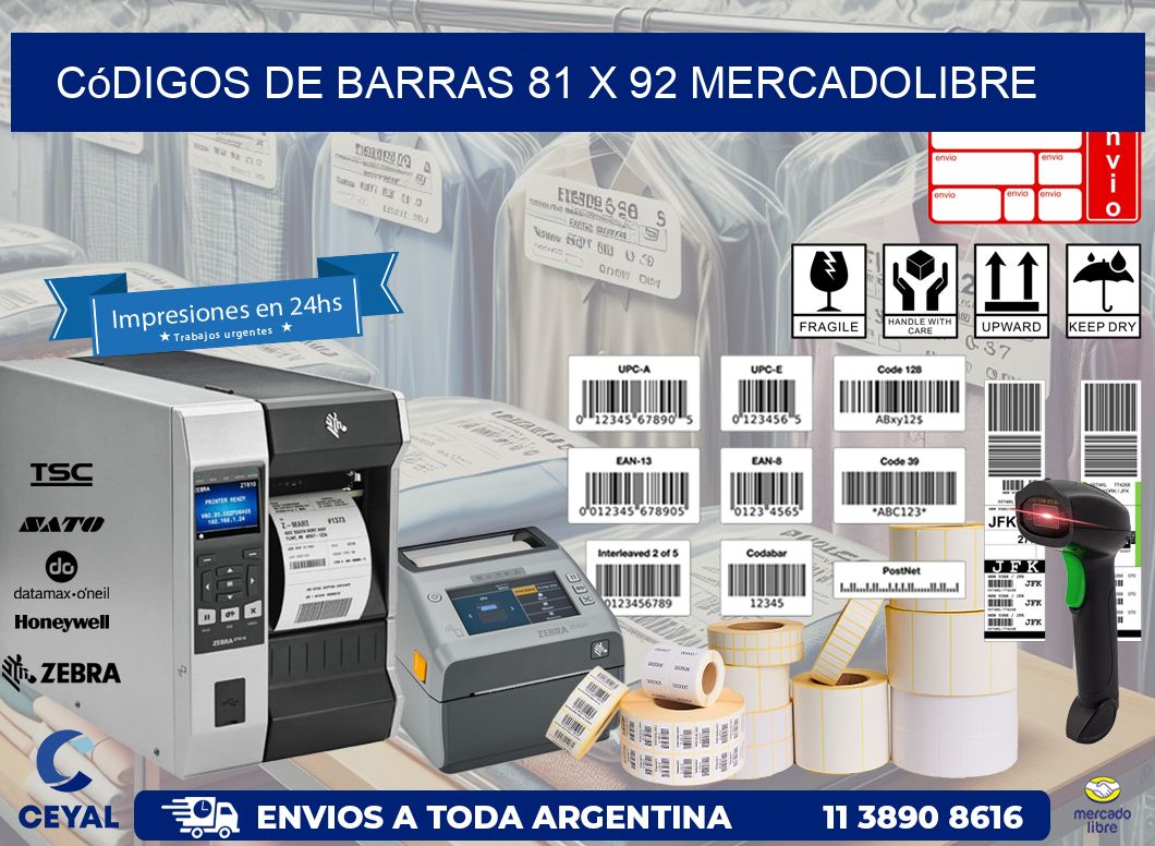 Códigos de Barras 81 x 92 MERCADOLIBRE