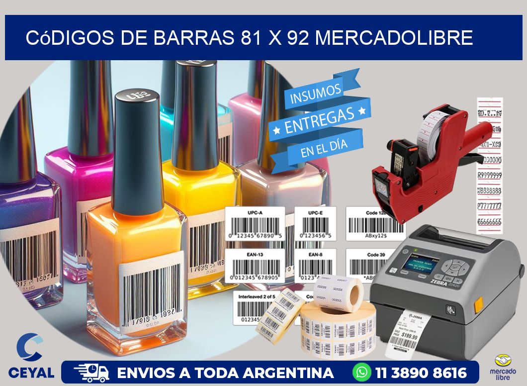Códigos de Barras 81 x 92 MERCADOLIBRE