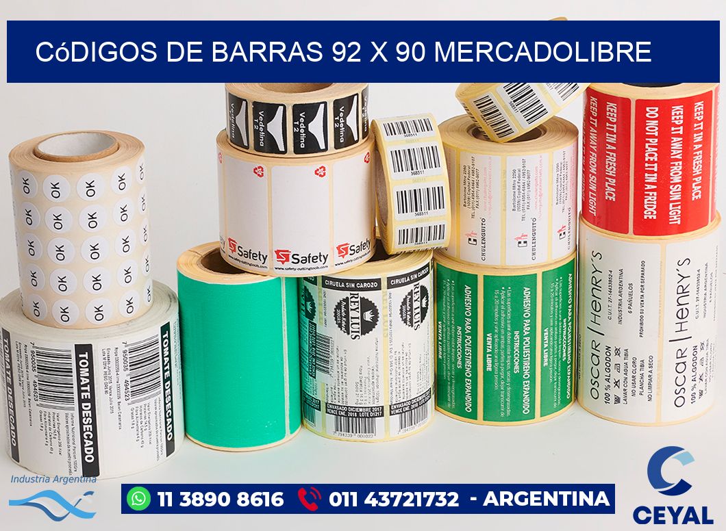 Códigos de Barras 92 x 90 MERCADOLIBRE