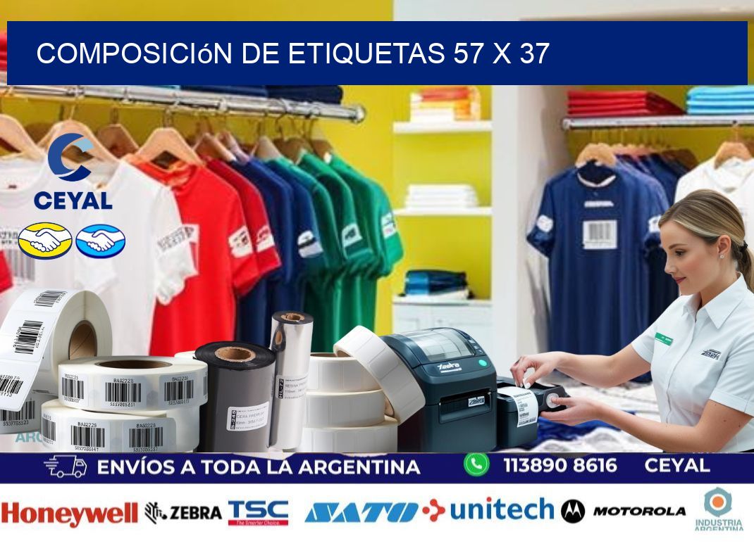 Composición de etiquetas 57 x 37