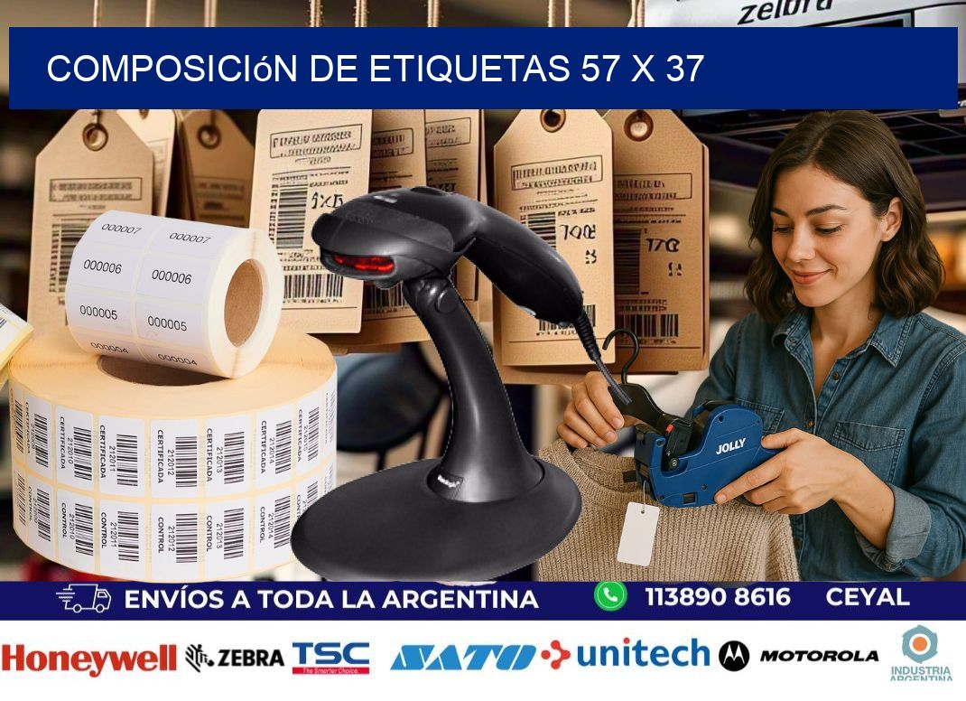 Composición de etiquetas 57 x 37