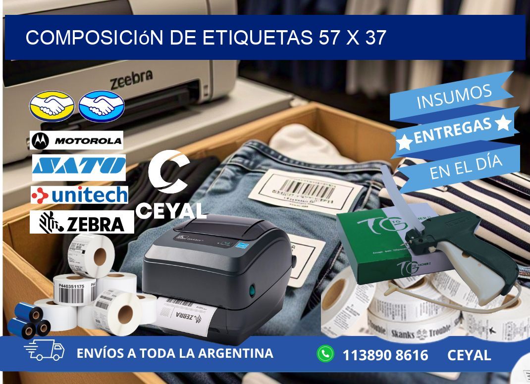 Composición de etiquetas 57 x 37
