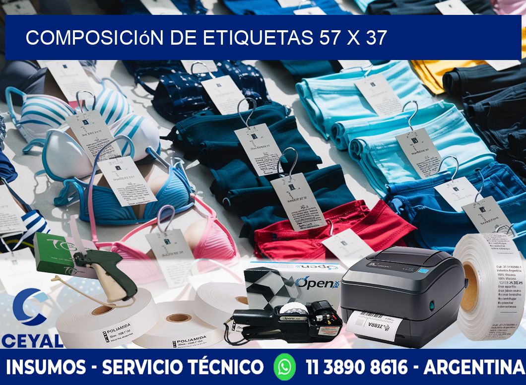 Composición de etiquetas 57 x 37