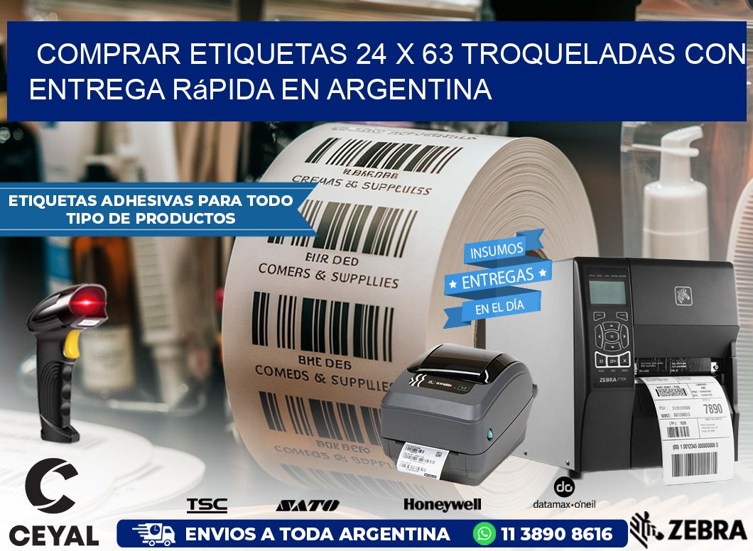 Comprar etiquetas 24 x 63 troqueladas con entrega rápida en Argentina