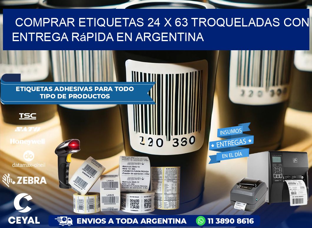 Comprar etiquetas 24 x 63 troqueladas con entrega rápida en Argentina