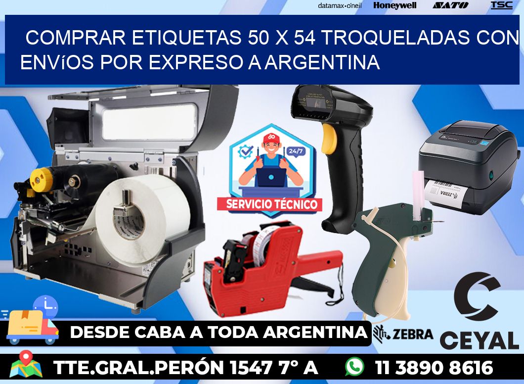 Comprar etiquetas 50 x 54 troqueladas con envíos por expreso a Argentina