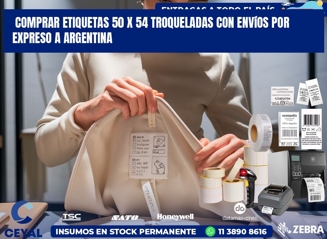 Comprar etiquetas 50 x 54 troqueladas con envíos por expreso a Argentina
