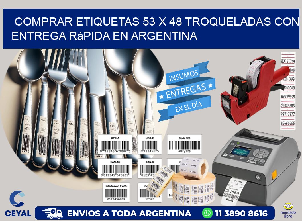 Comprar etiquetas 53 x 48 troqueladas con entrega rápida en Argentina