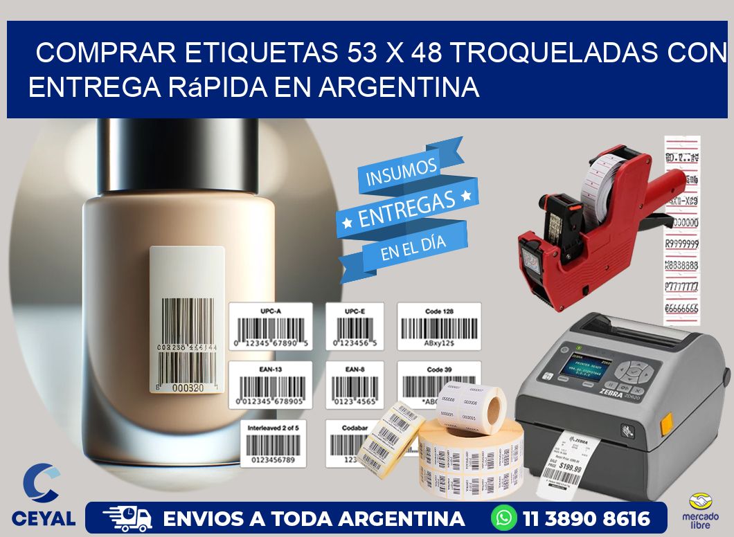 Comprar etiquetas 53 x 48 troqueladas con entrega rápida en Argentina