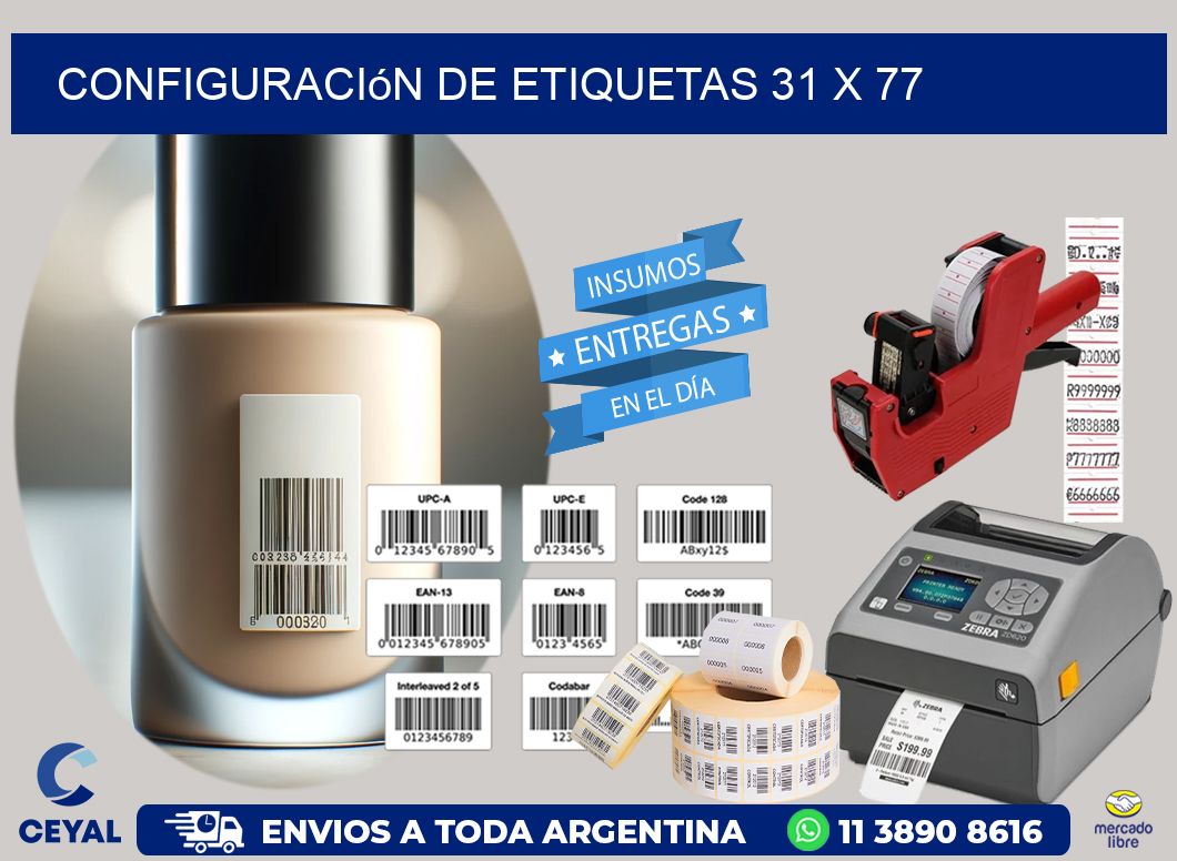 Configuración de etiquetas 31 x 77
