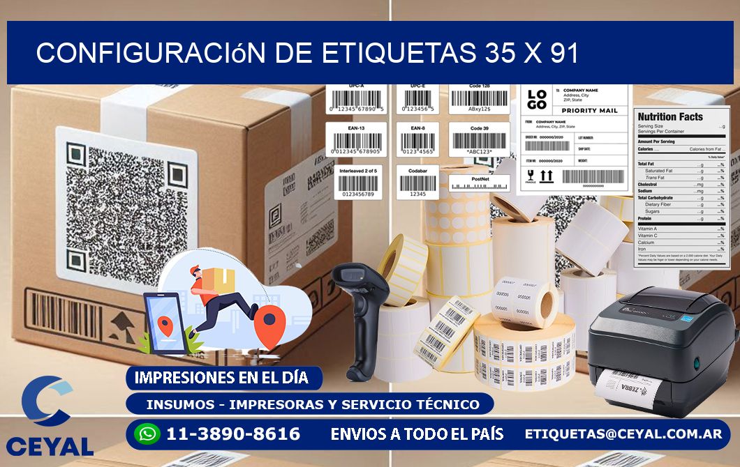 Configuración de etiquetas 35 x 91