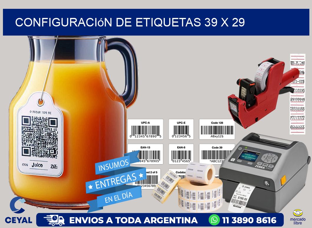 Configuración de etiquetas 39 x 29