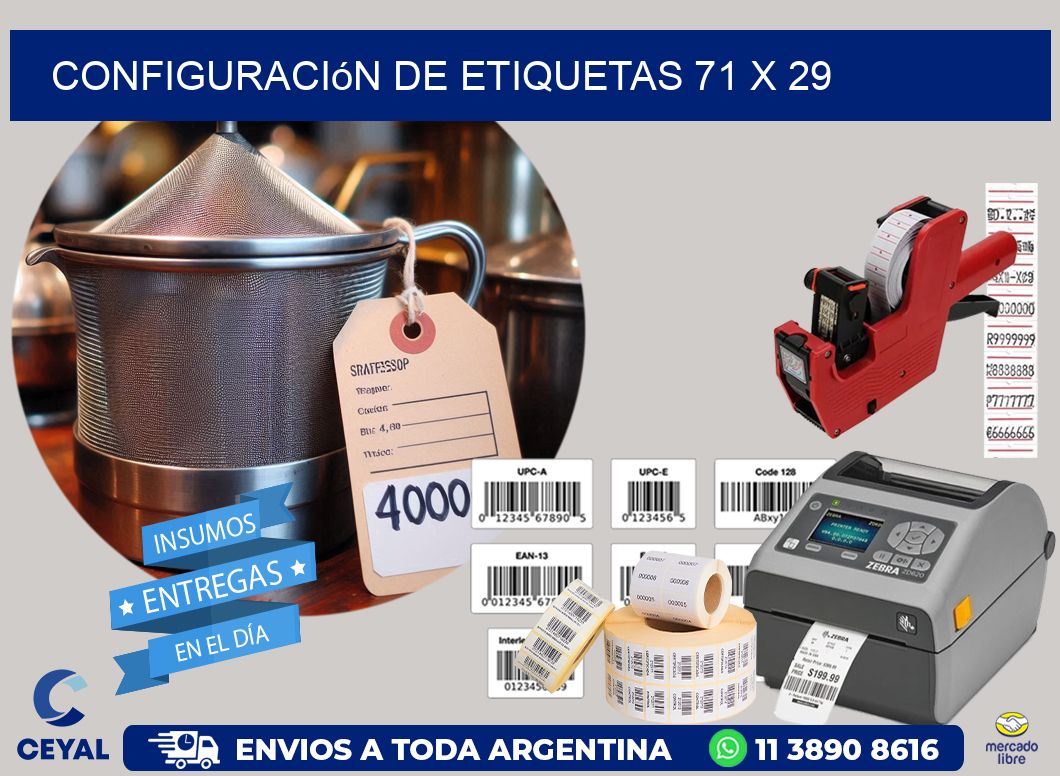 Configuración de etiquetas 71 x 29