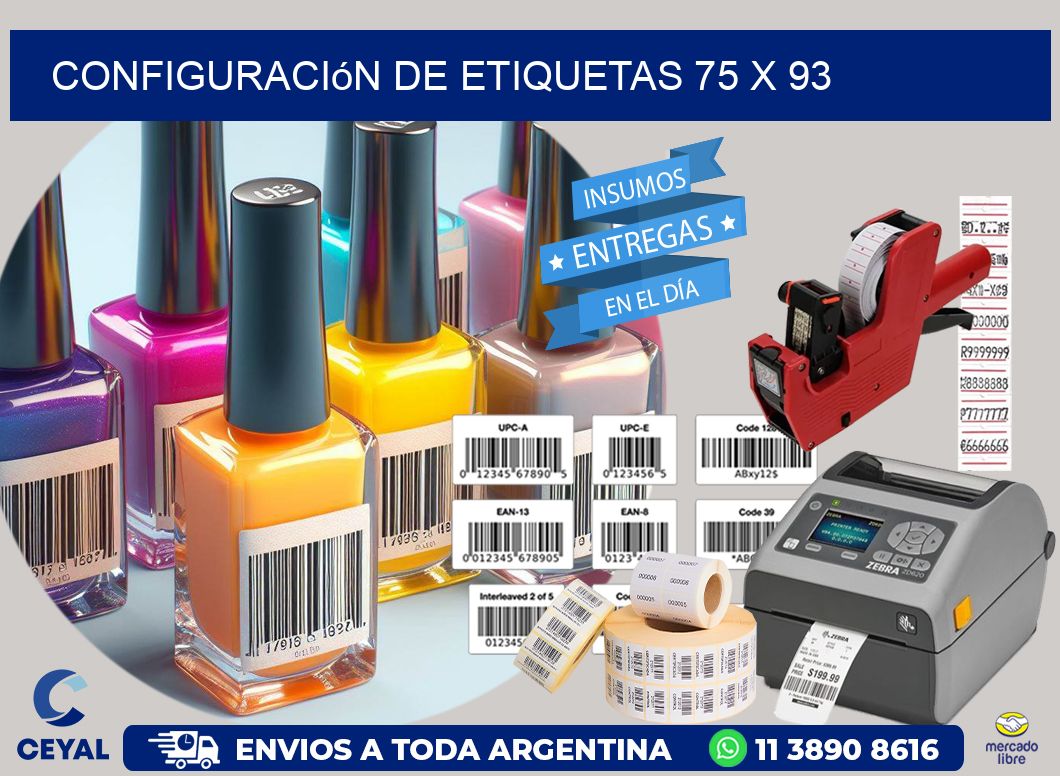 Configuración de etiquetas 75 x 93