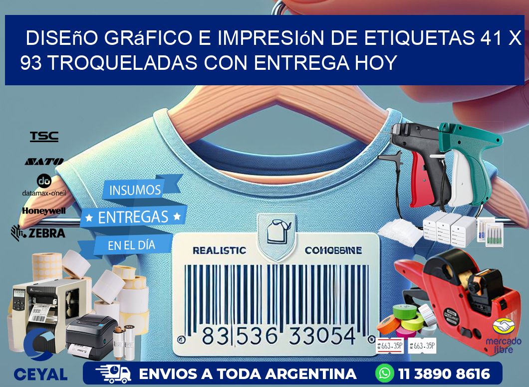 Diseño gráfico e impresión de etiquetas 41 x 93 troqueladas con entrega hoy