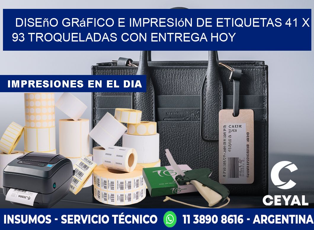 Diseño gráfico e impresión de etiquetas 41 x 93 troqueladas con entrega hoy