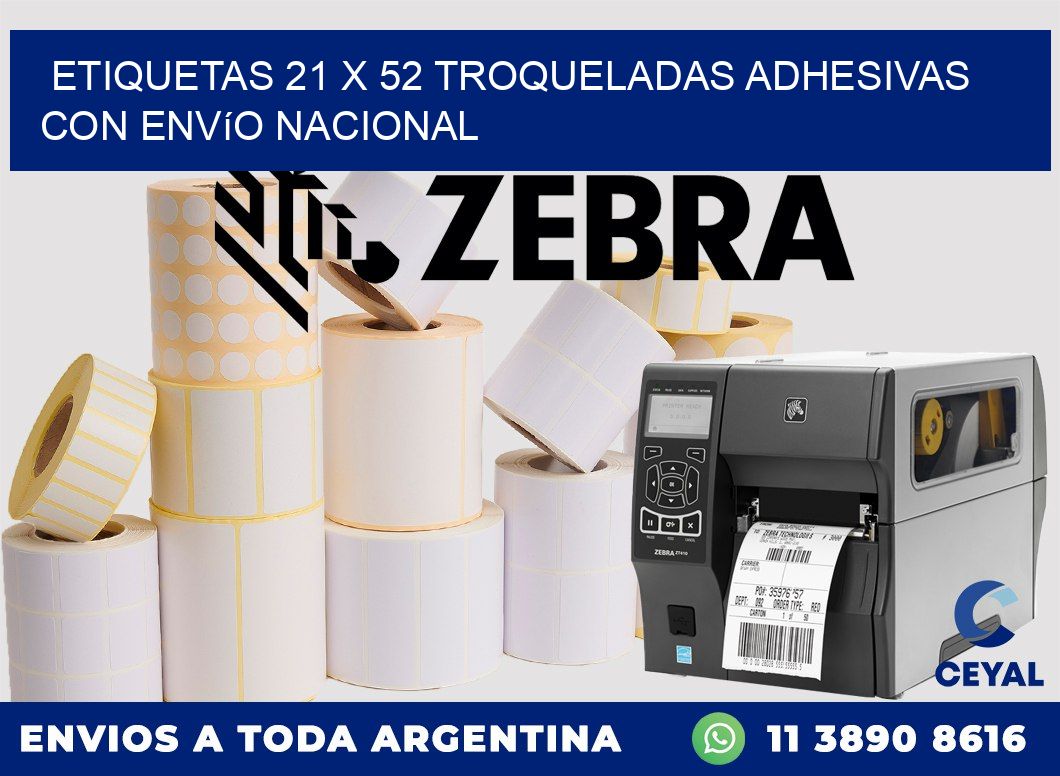 Etiquetas 21 x 52 troqueladas adhesivas con envío nacional