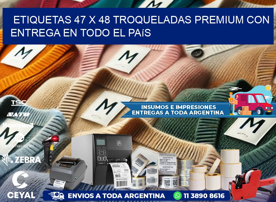 Etiquetas 47 x 48 troqueladas premium con entrega en todo el país