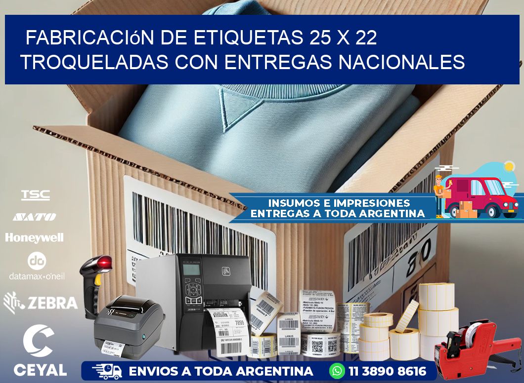 Fabricación de etiquetas 25 x 22 troqueladas con entregas nacionales