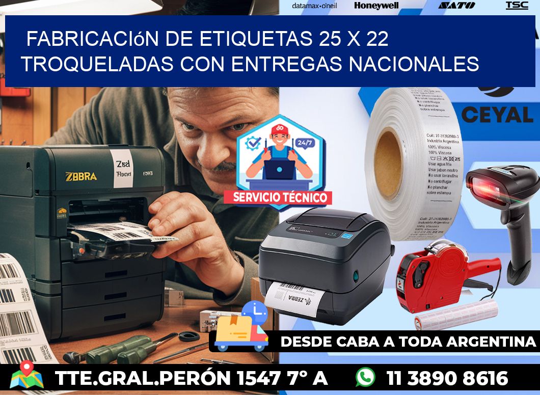 Fabricación de etiquetas 25 x 22 troqueladas con entregas nacionales