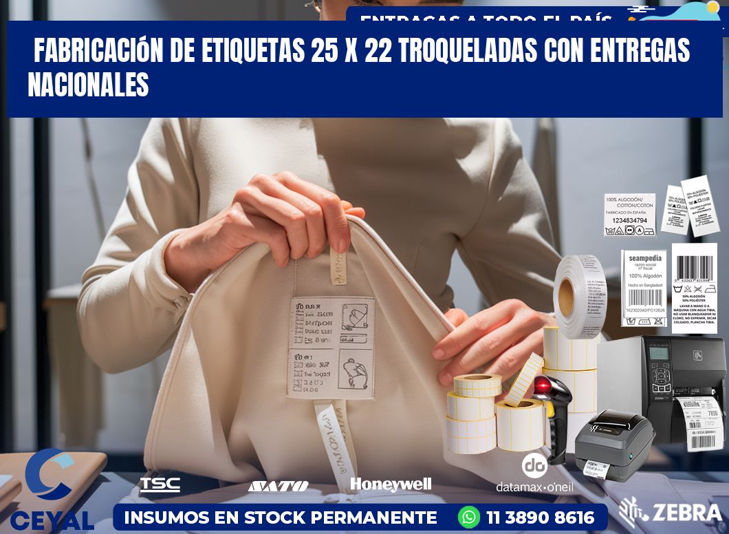 Fabricación de etiquetas 25 x 22 troqueladas con entregas nacionales