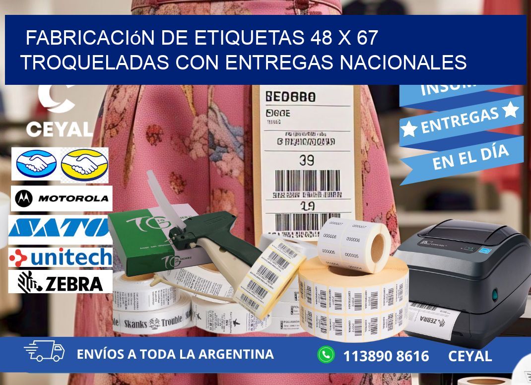 Fabricación de etiquetas 48 x 67 troqueladas con entregas nacionales