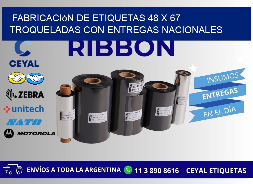 Fabricación de etiquetas 48 x 67 troqueladas con entregas nacionales