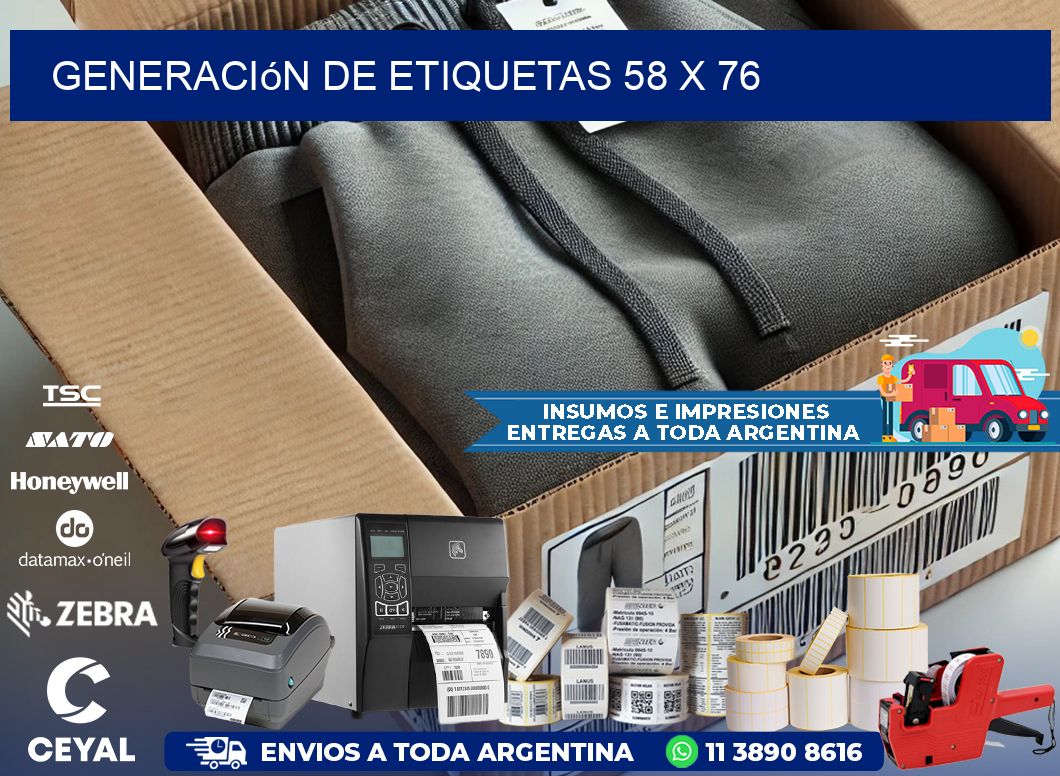 Generación de etiquetas 58 x 76