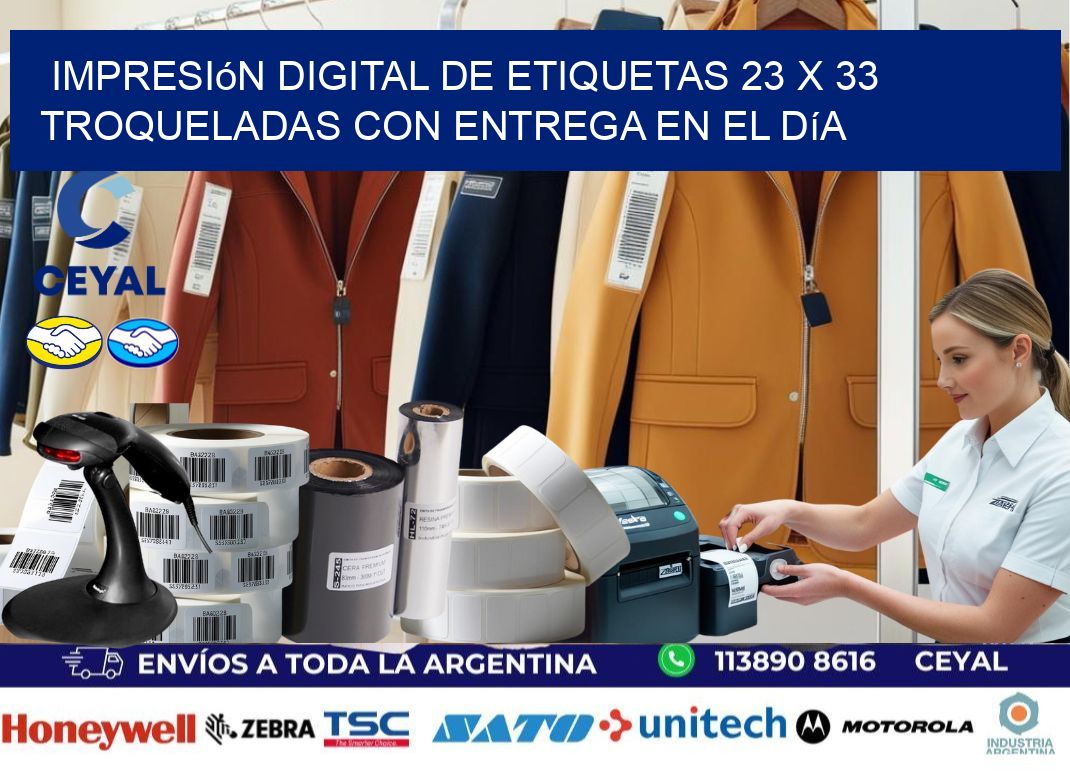 Impresión digital de etiquetas 23 x 33 troqueladas con entrega en el día