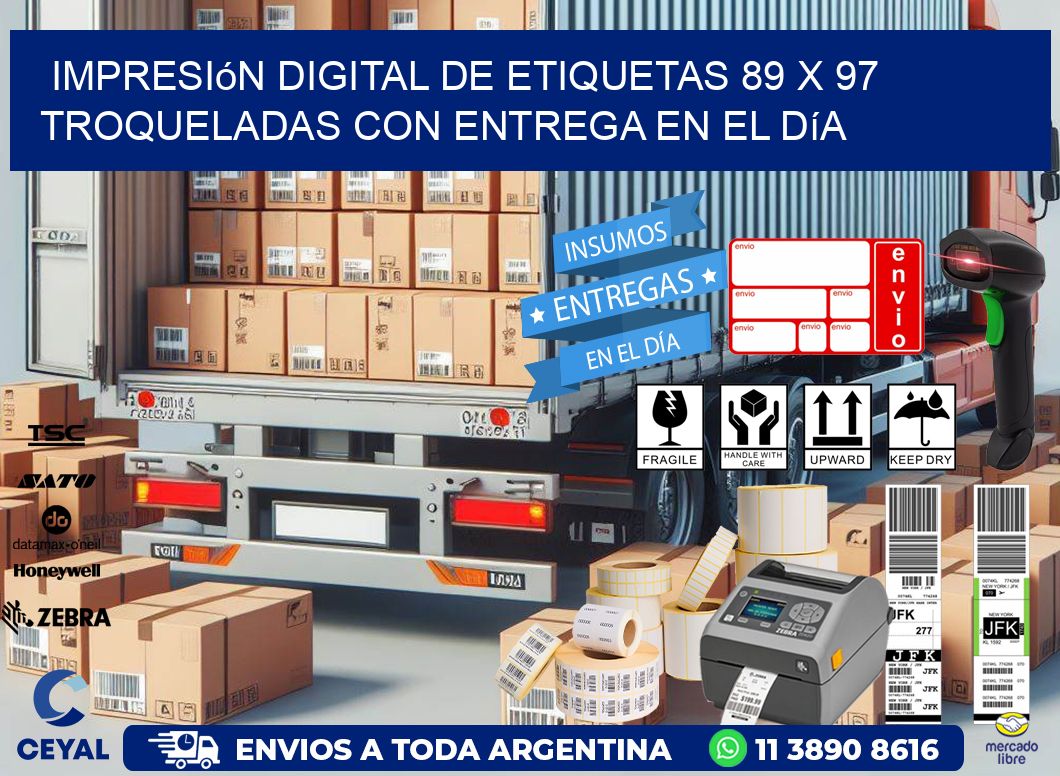 Impresión digital de etiquetas 89 x 97 troqueladas con entrega en el día